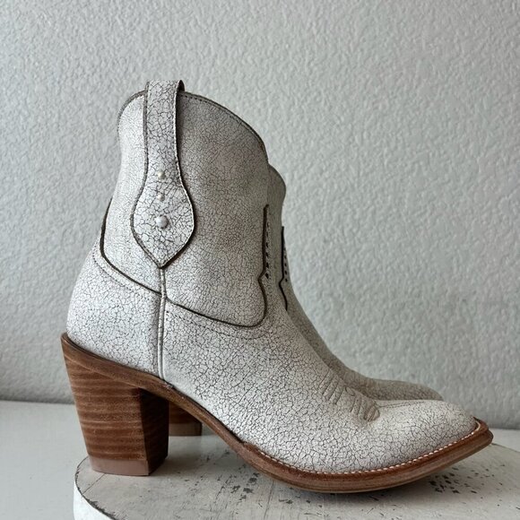 Rod Patrick Womens Cowboy Booties 8.5 A White Cowgirl Western Short Ankle Boots - Picture 2 of 12